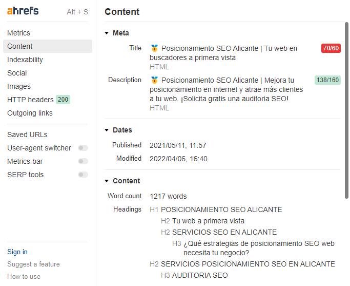 cuadro ahrefs seo toolbar